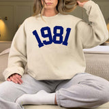 Custom Year 42nd Birthday Sweatshirt, 1981 Birthday Year Number Sweatshirt for Women - GreatestCustom