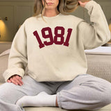 Custom Year 42nd Birthday Sweatshirt, 1981 Birthday Year Number Sweatshirt for Women - GreatestCustom