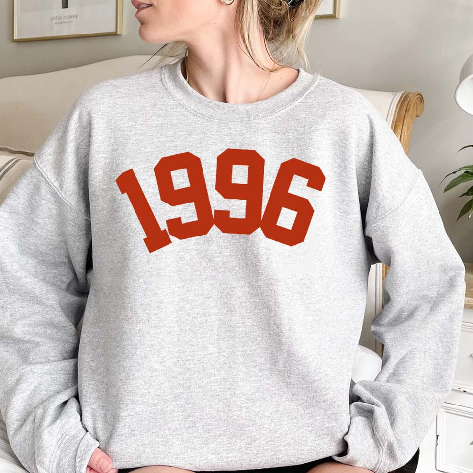 Custom 27th Birthday Sweatshirt, 1996 Birthday Year College Style Number Sweatshirt - GreatestCustom