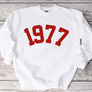 Custom Year 46th Birthday Sweatshirt, 1977 Birthday Year Sweatshirt for Women - GreatestCustom