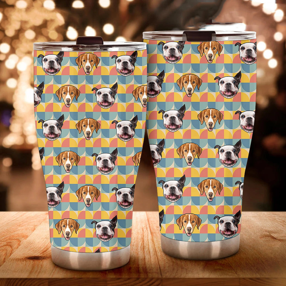 Custom Pet Dog Cat Photo on 70s Fat Tumbler