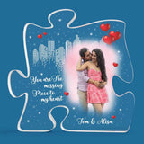 The Missing Piece To My Heart Personalized Puzzle Acrylic Plaque, Couple Gift Photo Acrylic Plaque