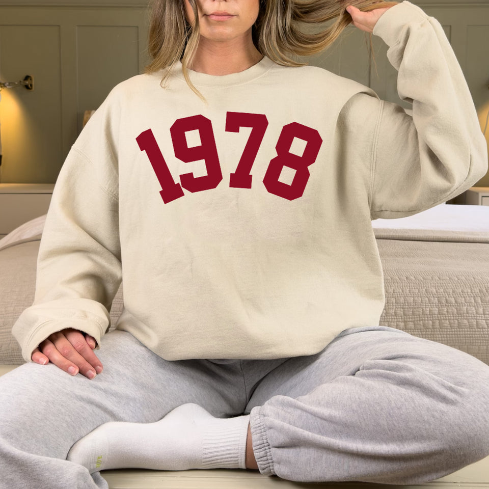 Custom Year 45th Birthday Gift Sweatshirt, 1978 Birthday Sweater for Women - GreatestCustom