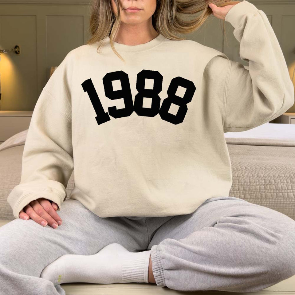 Custom Year 35th Birthday Sweatshirt, 1988 Birthday Year Number Sweatshirt for Women - GreatestCustom
