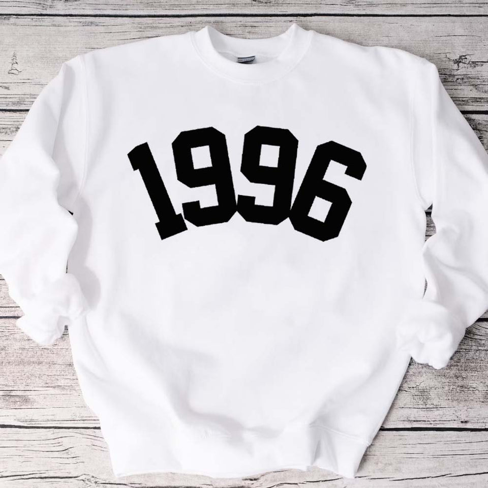 Custom 27th Birthday Sweatshirt, 1996 Birthday Year College Style Number Sweatshirt - GreatestCustom