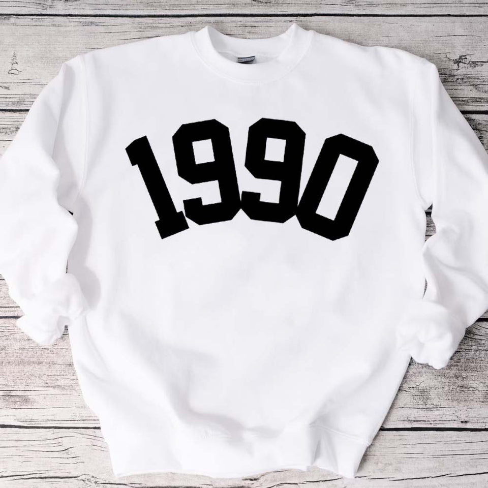 Custom Year 33rd Birthday Sweatshirt, 1990 Birthday Year Number Sweatshirt for Women - GreatestCustom
