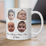Four Baby Face Custom Coffee Mom Mug, Funny Baby Face Mug, Custom Grandchild Mug - GreatestCustom