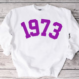 Custom Year 50th Birthday Sweatshirt, 1973 Birthday Year Number Sweatshirt for Women - GreatestCustom