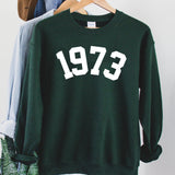 Custom Year 50th Birthday Sweatshirt, 1973 Birthday Year Number Sweatshirt for Women - GreatestCustom