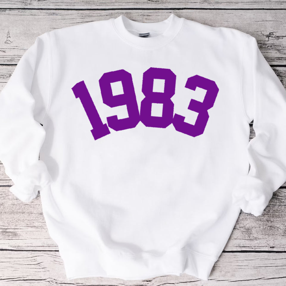 Custom Year 40th Birthday Sweatshirt, 1983 Birthday Year Number Sweatshirt for Women - GreatestCustom