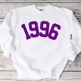 Custom 27th Birthday Sweatshirt, 1996 Birthday Year College Style Number Sweatshirt - GreatestCustom