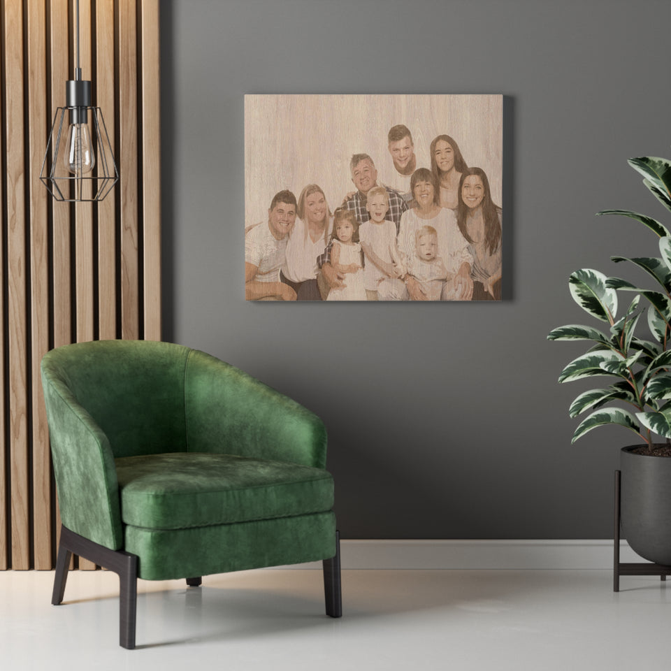 Personalized Photo Family Portrait, Custom Photo Family Canvas Wood Wall Art Decor - GreatestCustom