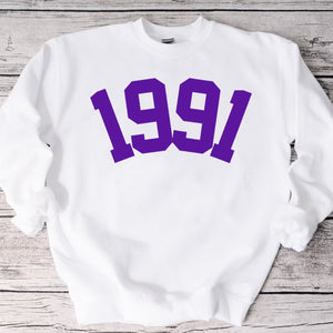 Custom Year 32nd Birthday Sweatshirt, 1991 Birthday Year Number Sweatshirt for Women - GreatestCustom
