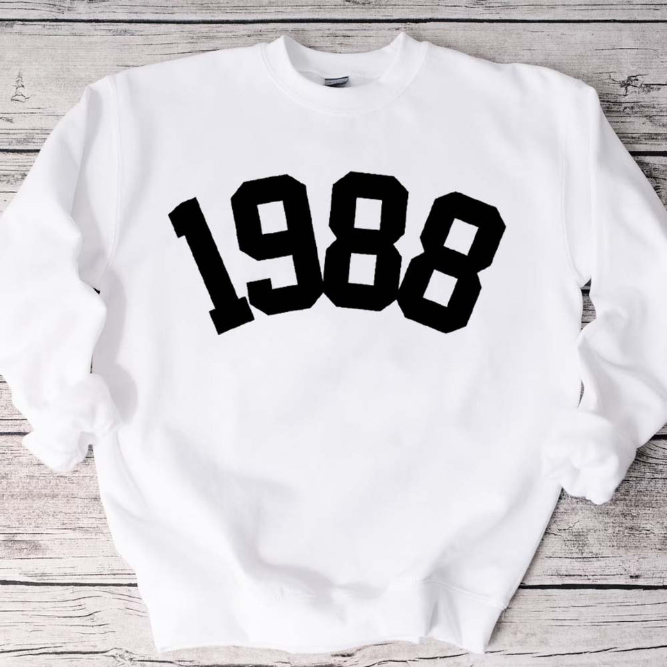 Custom Year 35th Birthday Sweatshirt, 1988 Birthday Year Number Sweatshirt for Women - GreatestCustom