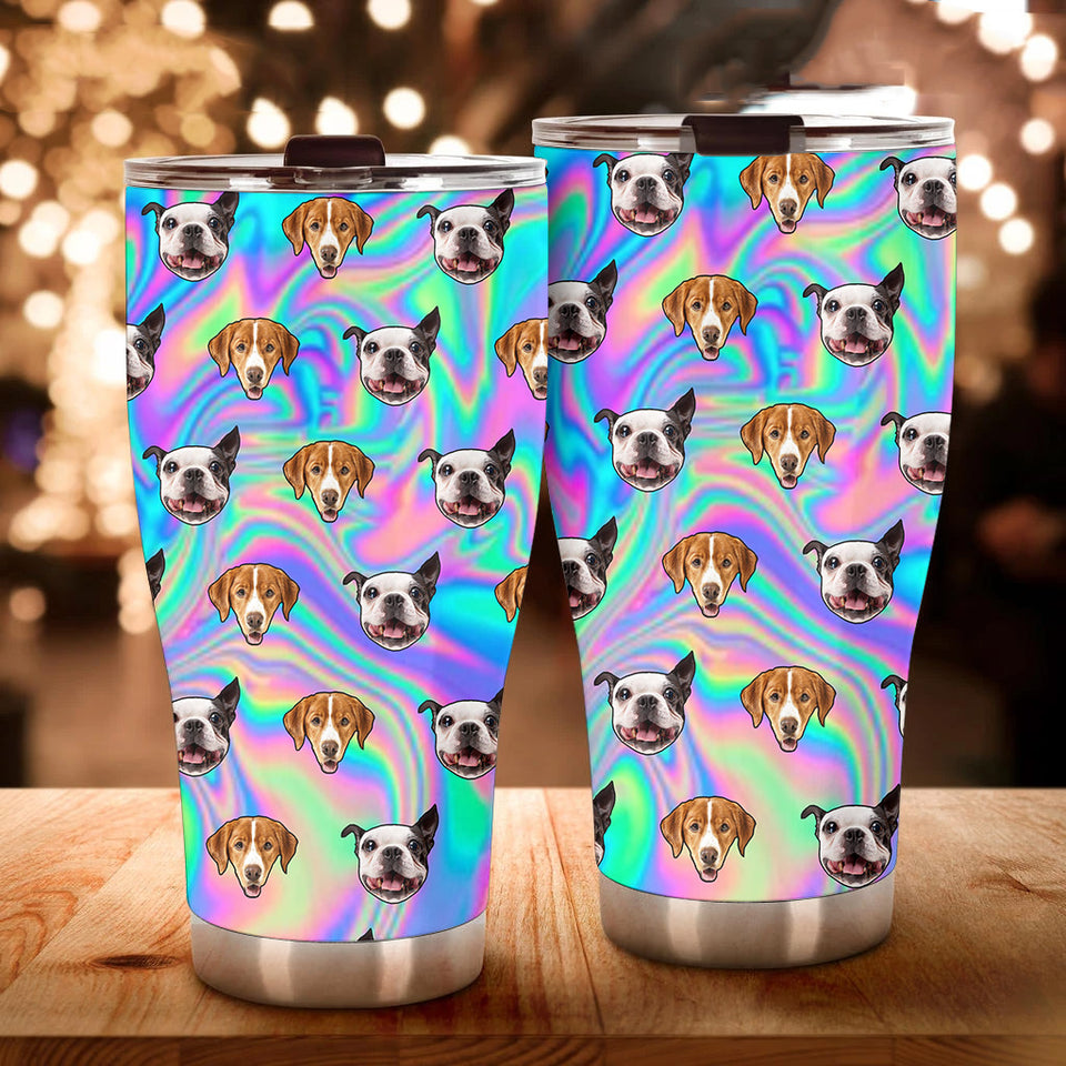 Custom Pet Dog Cat Photo Psychedelic Trippy Fat Tumbler