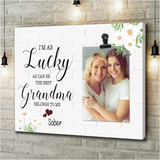 Grandma Gifts, Personalized Grandma's Photo, Mother's Day Gift, Gift For Mom Canvas, Custom The Best Grandma Belongs To Me Canvas