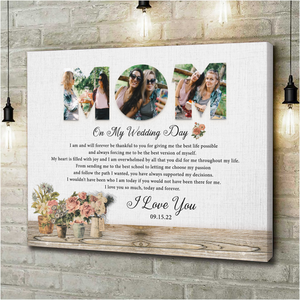 Personalized Photo Mom On My Wedding, Mother of Bride Gift, Custom Letter Gift For Mom
