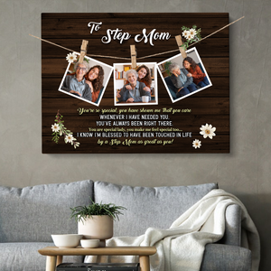 Personalized Step Mom Photo Canvas, Gift For Stepmother, Gift For Mother's Day, Birthday Gift For Mom, Family Photo Canvas