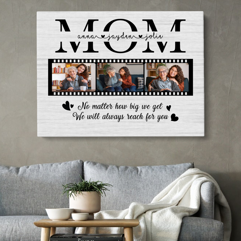 Personalized Mom Photo Canvas, Gift For Mom, Gift For Mother's Day, Birthday Gift For Mom, We Will Always Reach For You