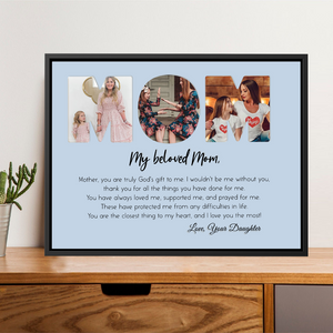 Personalized Letter Photo Canvas For Mom, Gift For Grandma, Gift For Mother's Day, Birthday Gift For Grandma, Lettering Canvas