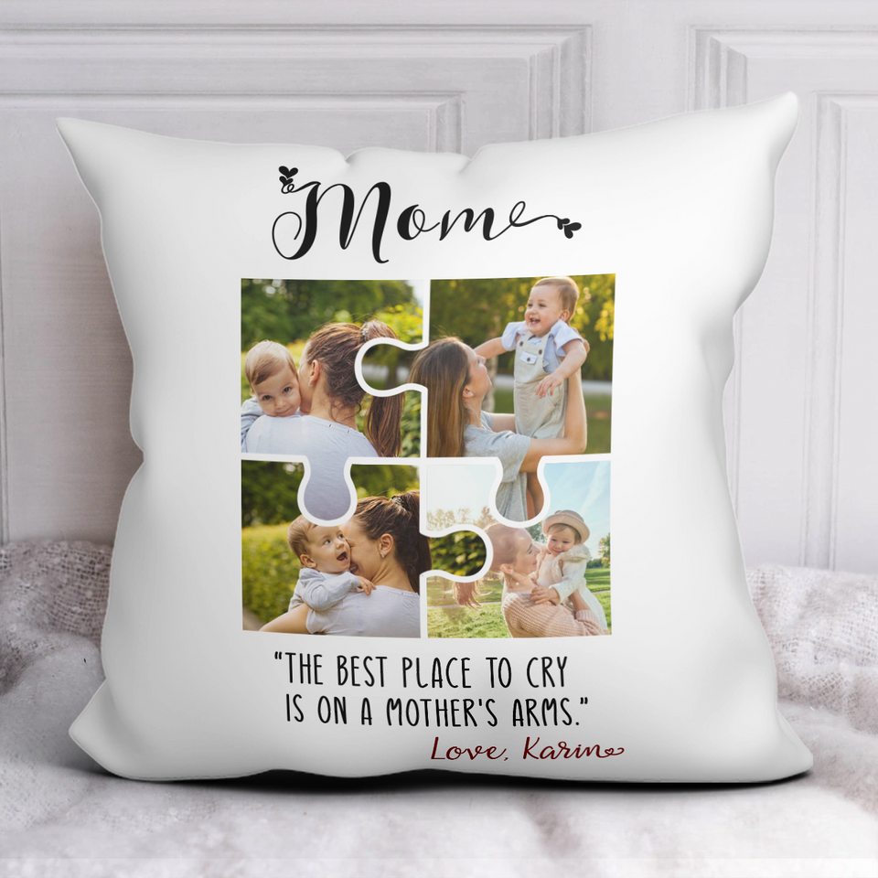 Personalized Mom Photo Pillow, Gift For Mom, Gift For Mother's Day, Birthday Gift For Mom, Family Quote Pillow