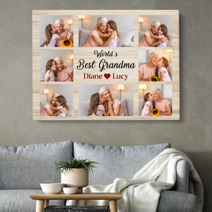 Personalized World's Best Grandma Photo Canvas, Gift For Grandma, Gift For Mother's Day, Birthday Gift For Grandma, Family Photo Canvas