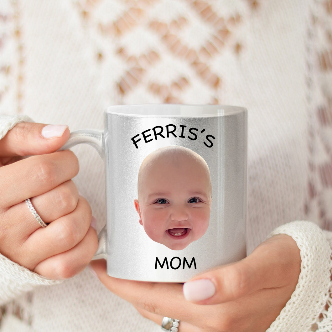 Gift for Mom Custom Baby Photo Mug, Baby Face Mug, Personalized Face Metallic Mug
