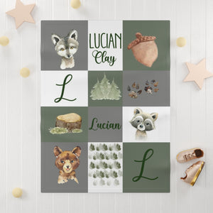 Personalized Baby Name Blanket, Name Baby Blanket, Baby Boy Gift, Wild Baby, Wolf Blanket Boy, Woodland Boy