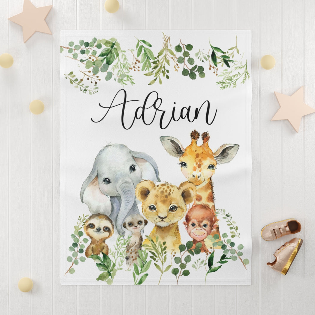 Personalized Baby Blanket Boy, Baby Name Blanket, Custom Baby Blanket, Safari Baby Blanket, Neutral Baby Bedding, Unique Baby Shower Gift