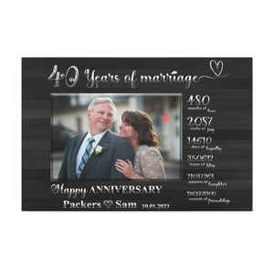 Personalized 40 Years of Marriage Months, Weeks, Days, Hours, Weeks 40th Anniversary Gift Canvas Wall Art