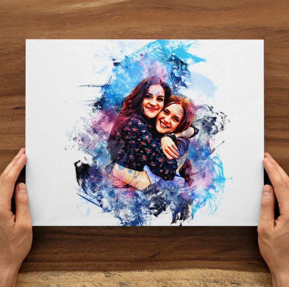Personalized Bestie Watercolor Canvas, Bestie Gift, BFF Gift, Best Friend Gift, Birthday Gift for Best Friend, Soul Sister Gift, Bestie Watercolor Art