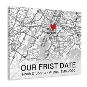 Personalized Couple Gift for Him & Her, Engagement Anniversary Gift, The First Meeting Street Map Couple Canvas
