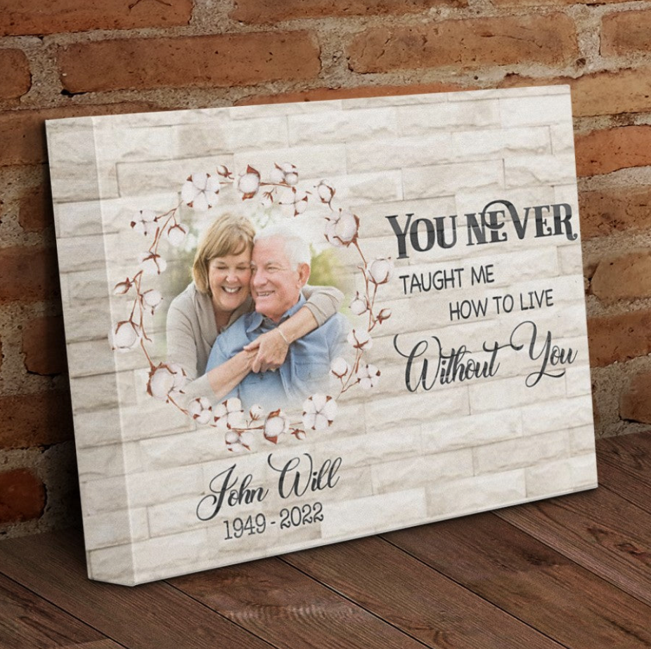 Personalized Loss Of Loved One Gift Canvas, Memorial Gift Canvas Wall Art, Loss Of Husband Gift Canvas Brick Texture Wall Art Decor