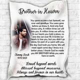Personalized Memorial Gift For Loss Of Brother, Sympathy Gifts For Loss Of Brother, My Brother in Heaven Blanket