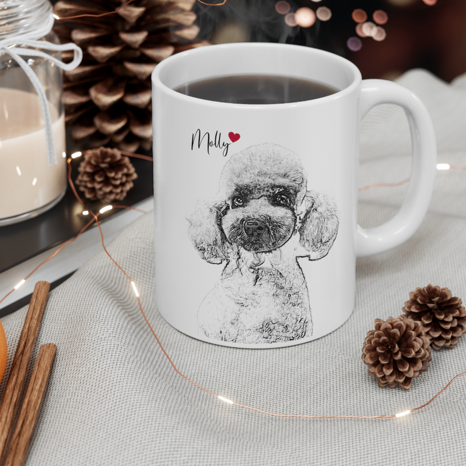 Personalized Pet Dog Cat Portrait Coffee Mug, Pet Memorial Loss Of Pet Gift Mug, Custom Dog Portrait Coffee Cup, Pet Lovers Gift