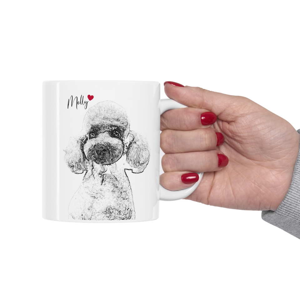 Personalized Pet Dog Cat Portrait Coffee Mug, Pet Memorial Loss Of Pet Gift Mug, Custom Dog Portrait Coffee Cup, Pet Lovers Gift