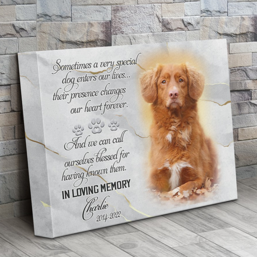 Personalized Pet Memorial Canvas, Pet Loss Gifts Canvas, Gift for Loss of Dog Marble Texture Canvas