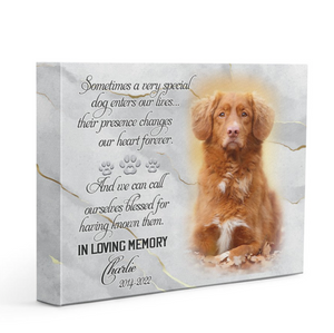 Personalized Pet Memorial Canvas, Pet Loss Gifts Canvas, Gift for Loss of Dog Marble Texture Canvas