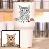 Pet Portrait 30oz Personalized Large Tumbler, Pet Memorial Gift Large Tumbler, Dog Cat Portrait Large Tumbler, Pet Lovers Gift