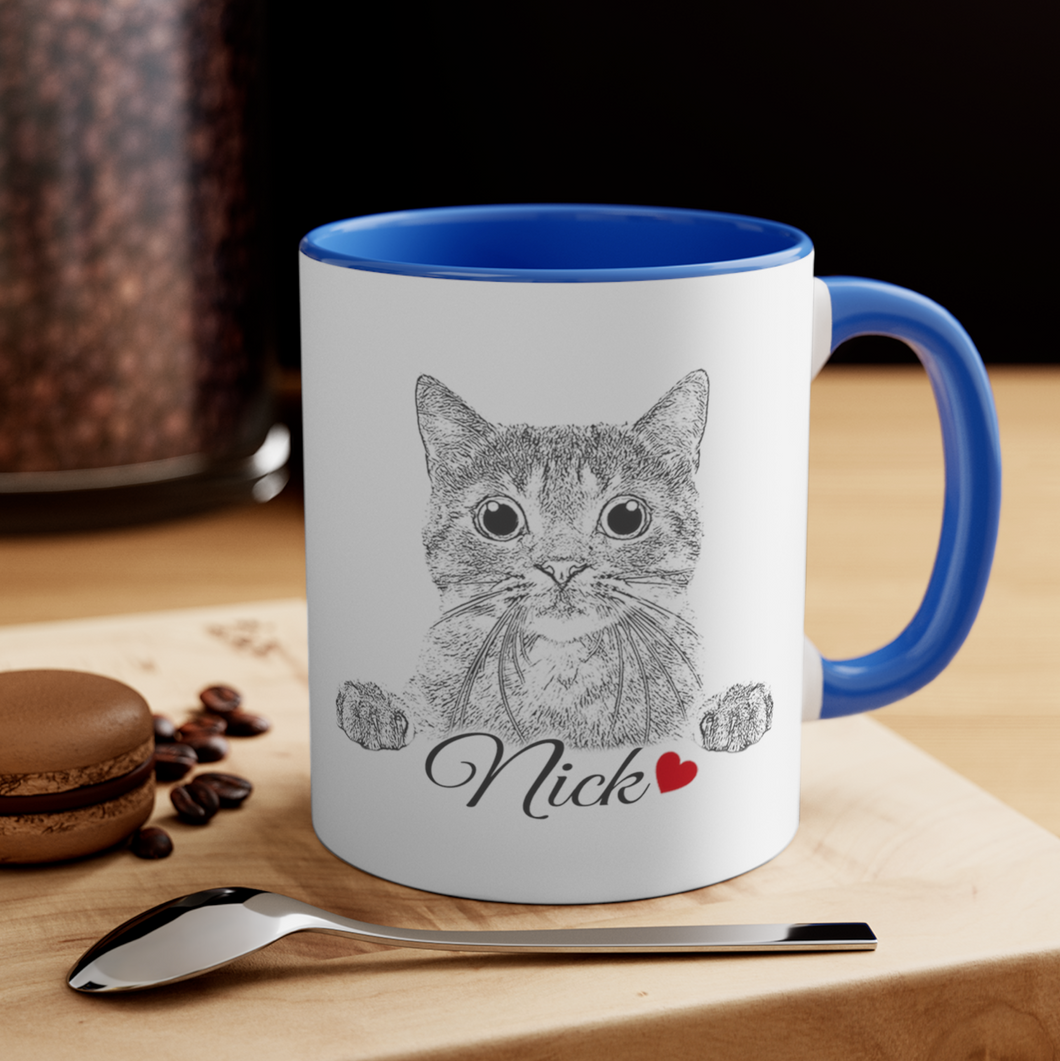 Pet Portrait Personalized Accent Mug, Pet Memorial Gift Accent Mug, Dog Cat Portrait Accent Coffee Cup Mug, Pet Lovers Gift