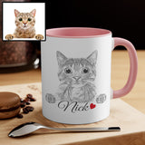 Pet Portrait Personalized Accent Mug, Pet Memorial Gift Accent Mug, Dog Cat Portrait Accent Coffee Cup Mug, Pet Lovers Gift