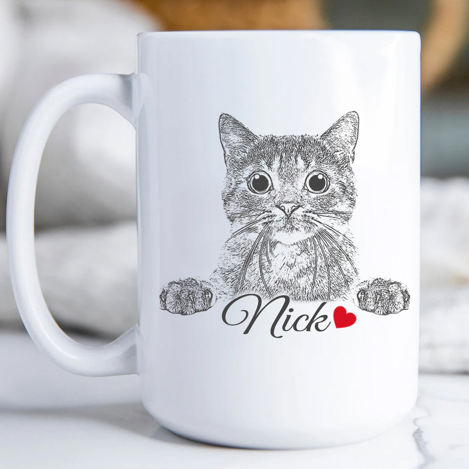 Pet Portrait Personalized Mug, Pet Memorial Gift Mug, Dog Cat Portrait Mug, Pet Lovers Gift