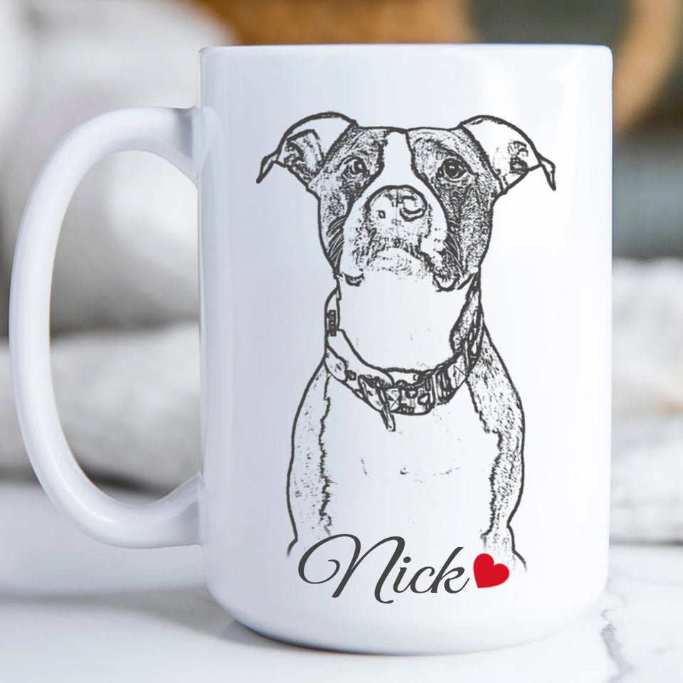 Pet Portrait Personalized Mug, Pet Memorial Gift Mug, Dog Cat Portrait Mug, Pet Lovers Gift
