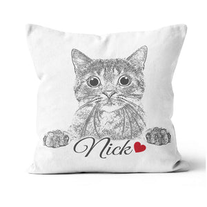 Pet Portrait Pillow, Pet Memorial Gift Pet Loss Gift, Dog Cat Portrait Pillow, Pet Lovers Gift