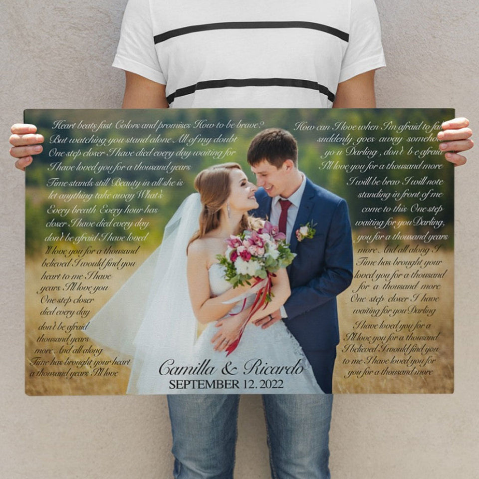 Photo Song Lyrics Wedding Gift Personalized Favorite Song Canvas Wall Art