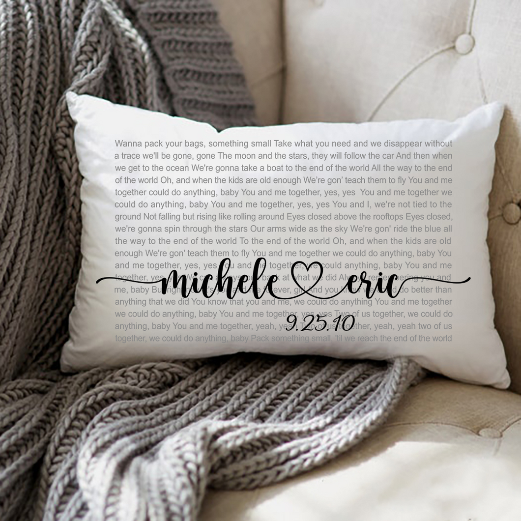 Song lyrics Pillow, Wedding Song Lyrics Pillow, Wedding Gift,Custom Song Lyrics, 1st Anniversary Gift  Linen Throw Pillow