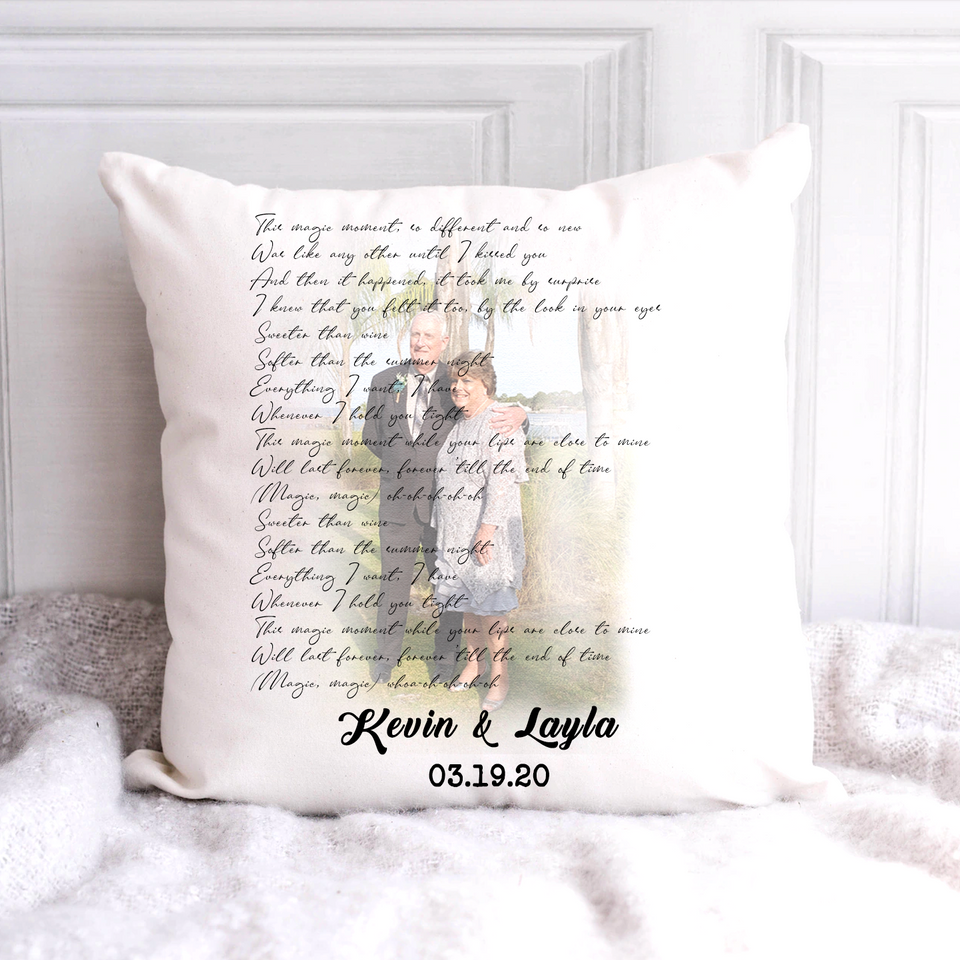 Personalized Song Lyric Pillow, Valentine Gift, Anniversary Wedding Gift, Gift For Wife, Gift For Couple, Gift For Her, Couple Pillow