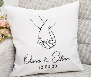 Personalized Couple Holding Hand, Anniversary Wedding Gift, Gift For Wife, Gift For Couple, Gift For Her, Couple Pillow
