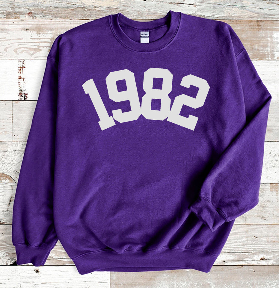 Custom Year 41st Birthday Sweatshirt, 1982 Birthday Year Number Sweatshirt for Women - GreatestCustom