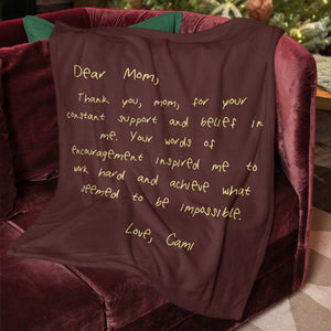 Personalized Handwriting Blanket Custom Text, Handwritten Letter For Mom For Dad Blanket
